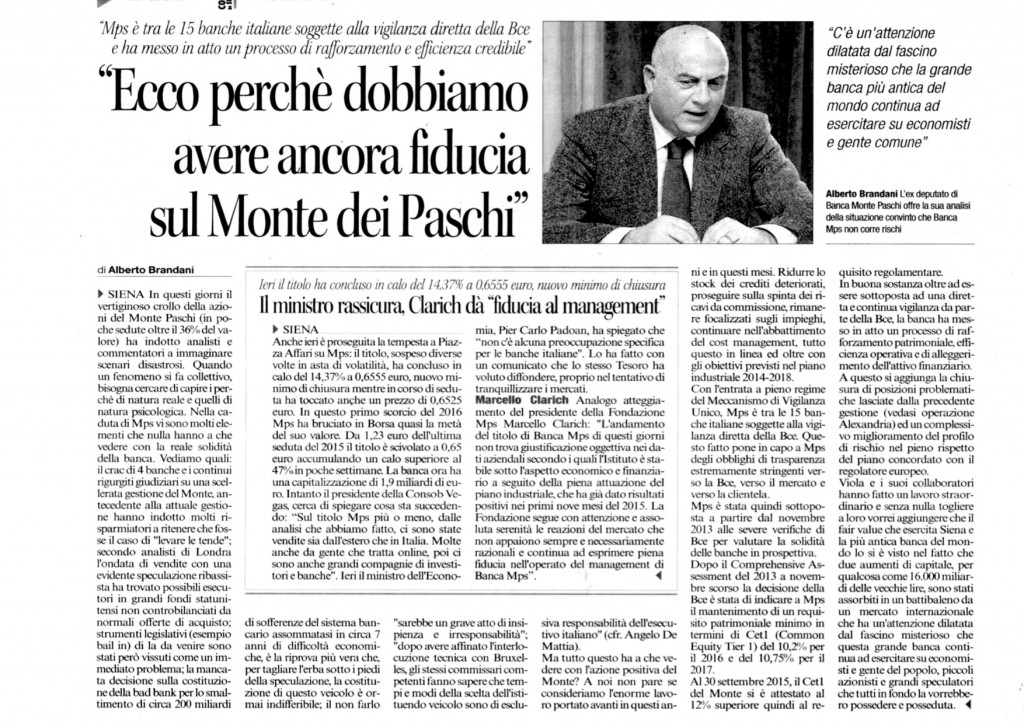 Corriere di Siena, 21 gennaio '16